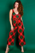 The Poinsettia Playgirl | Red Plaid Christmas Jumpsuit - Shinesty