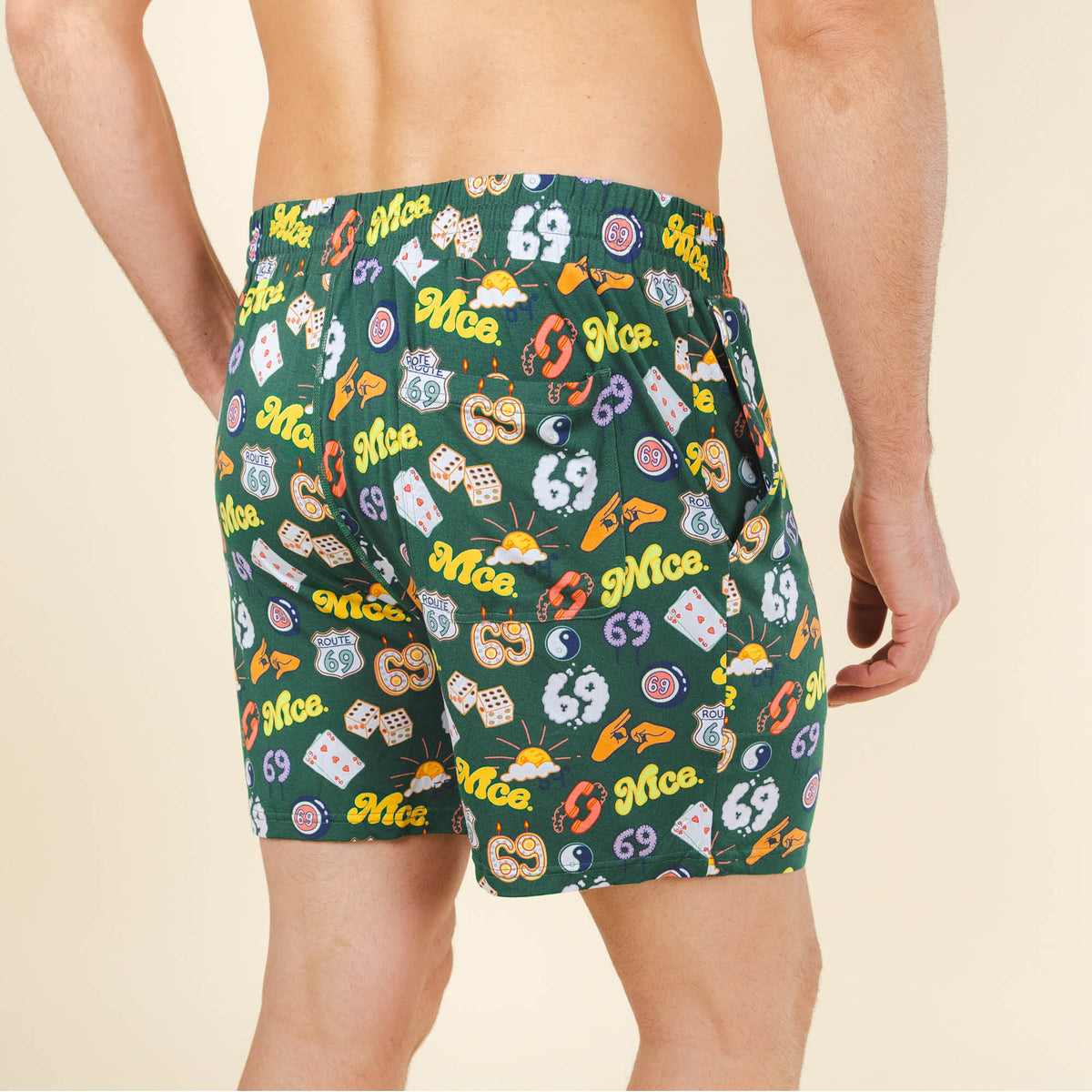 The Wine Dine & 69 | Route 69 Men’s Pajama Shorts - Shinesty