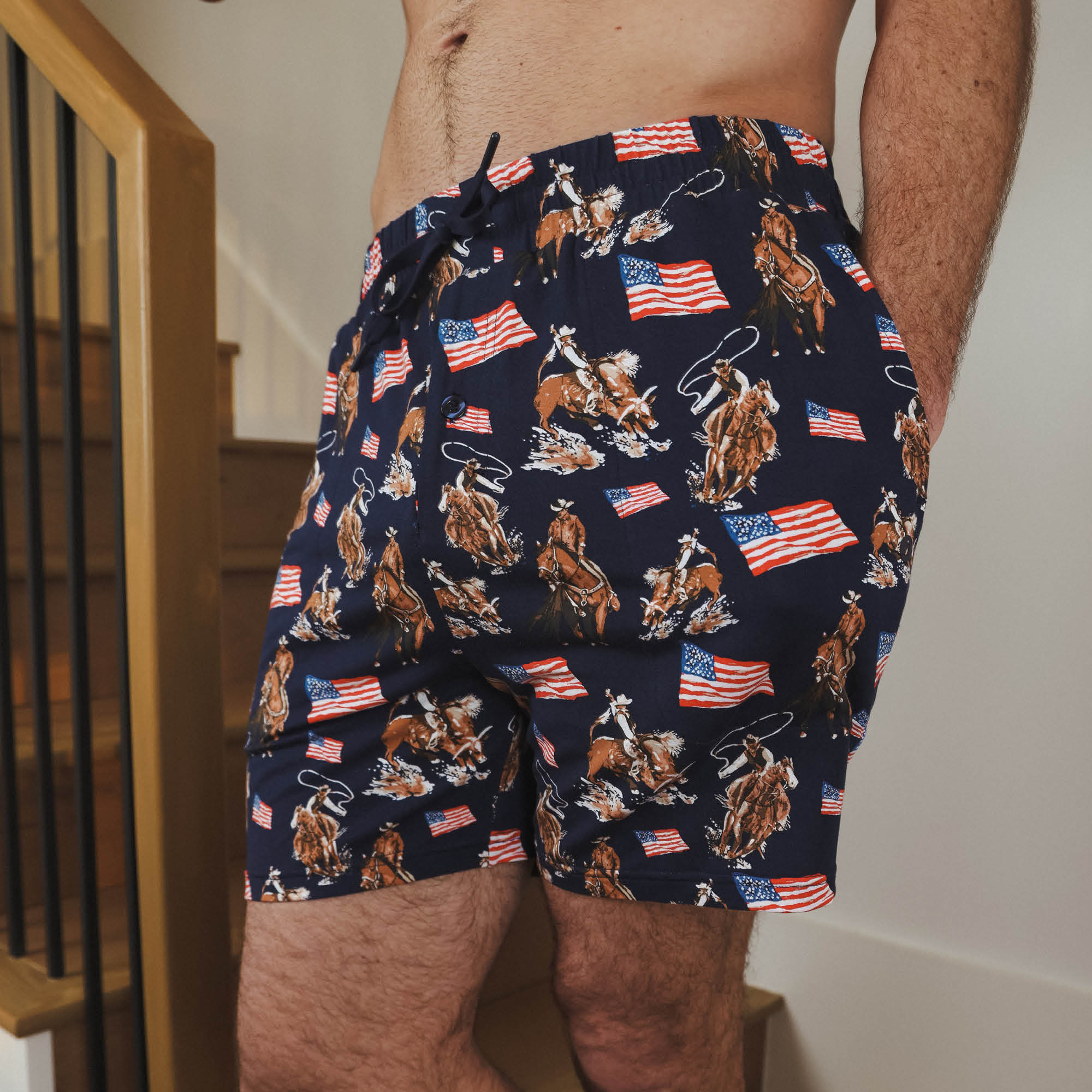 The Bootstraps & Chaps | Americana Cowboy Men’s Pajama Shorts - Shinesty