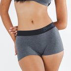 The Basalt | Heather Charcoal Boyshort Underwear with Waistband - Shinesty