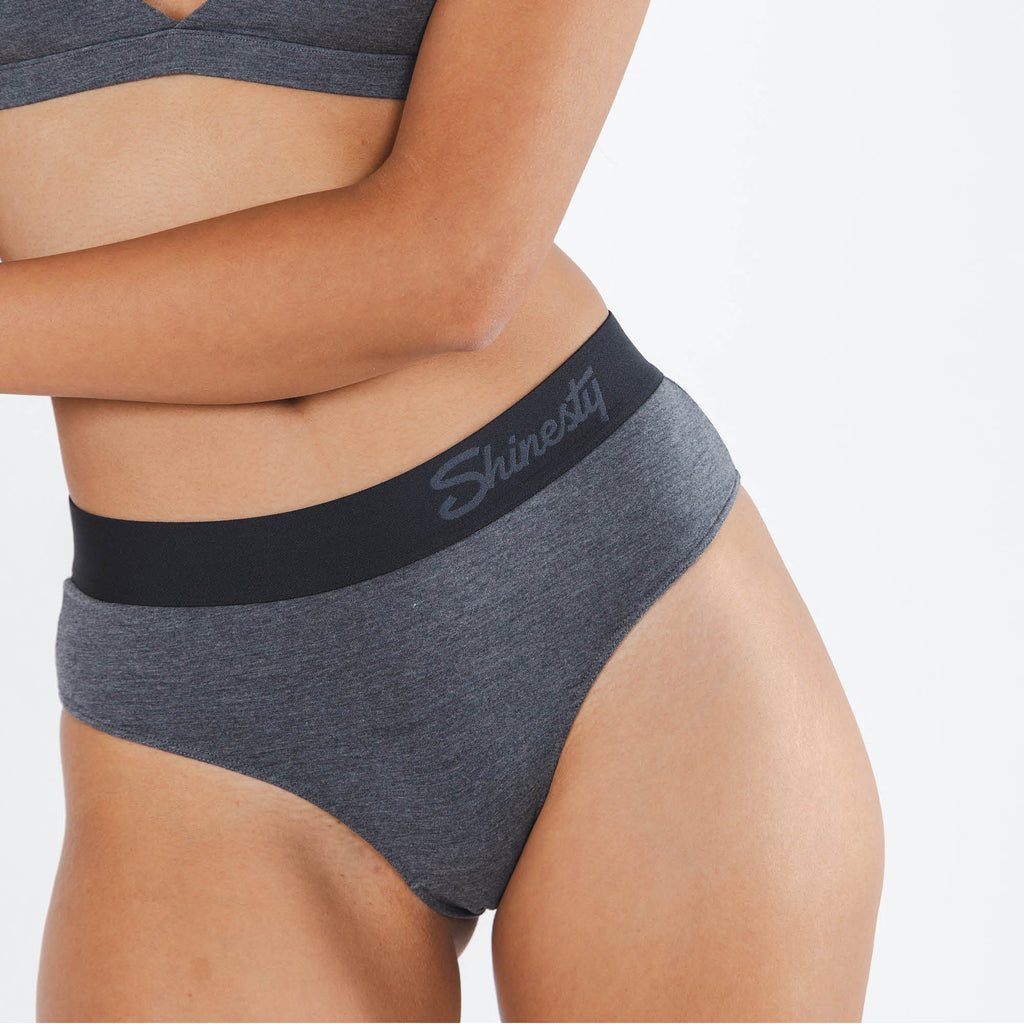 The Basalt | Heather Charcoal Cheeky Underwear with Waistband - Shinesty