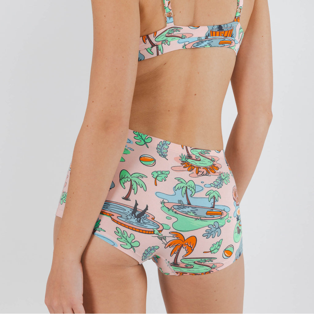The Motel Hotel | Palm Springs Tropical Modal Boyshort Underwear - Shinesty