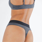 The Basalt | Heather Charcoal Thong Underwear with Waistband - Shinesty