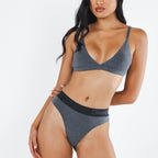 The Basalt | Heather Charcoal Thong Underwear with Waistband - Shinesty