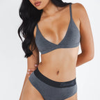 The Basalt | Heather Charcoal Modal Bikini Underwear with Waistband - Shinesty