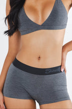 The Basalt | Heather Charcoal Boyshort Underwear with Waistband - Shinesty