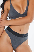 The Basalt | Heather Charcoal Thong Underwear with Waistband - Shinesty