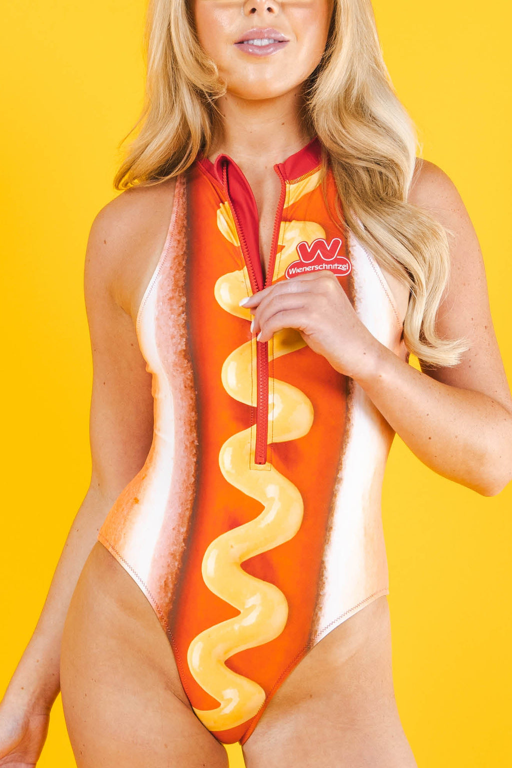 The Hot Dogs Or Legs | Wienerschnitzel x Shinesty Zip Up One Piece Swimsuit - Shinesty