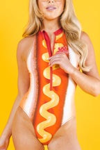 The Hot Dogs Or Legs | Wienerschnitzel x Shinesty Zip Up One Piece Swimsuit - Shinesty