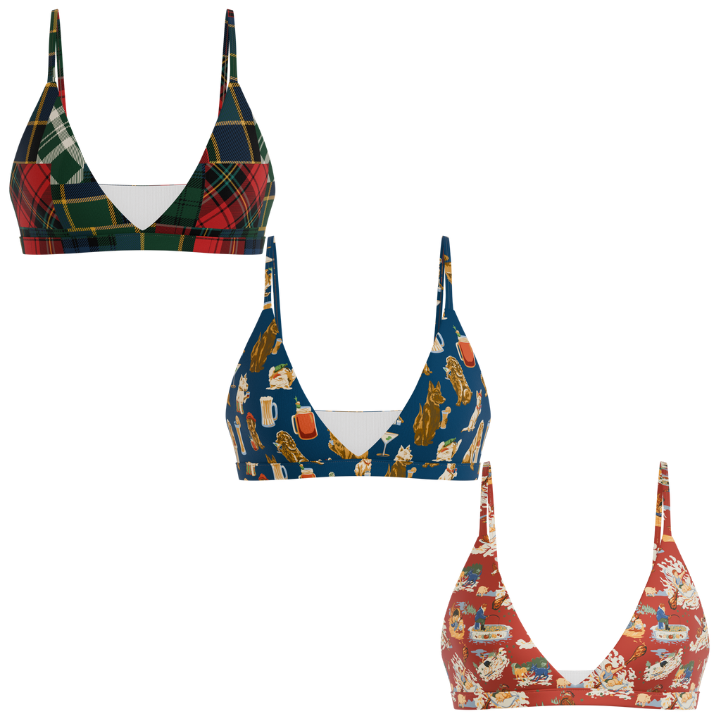 The Holiday Season | Boob Hammock™ Triangle Bralette 3 Pack - Shinesty