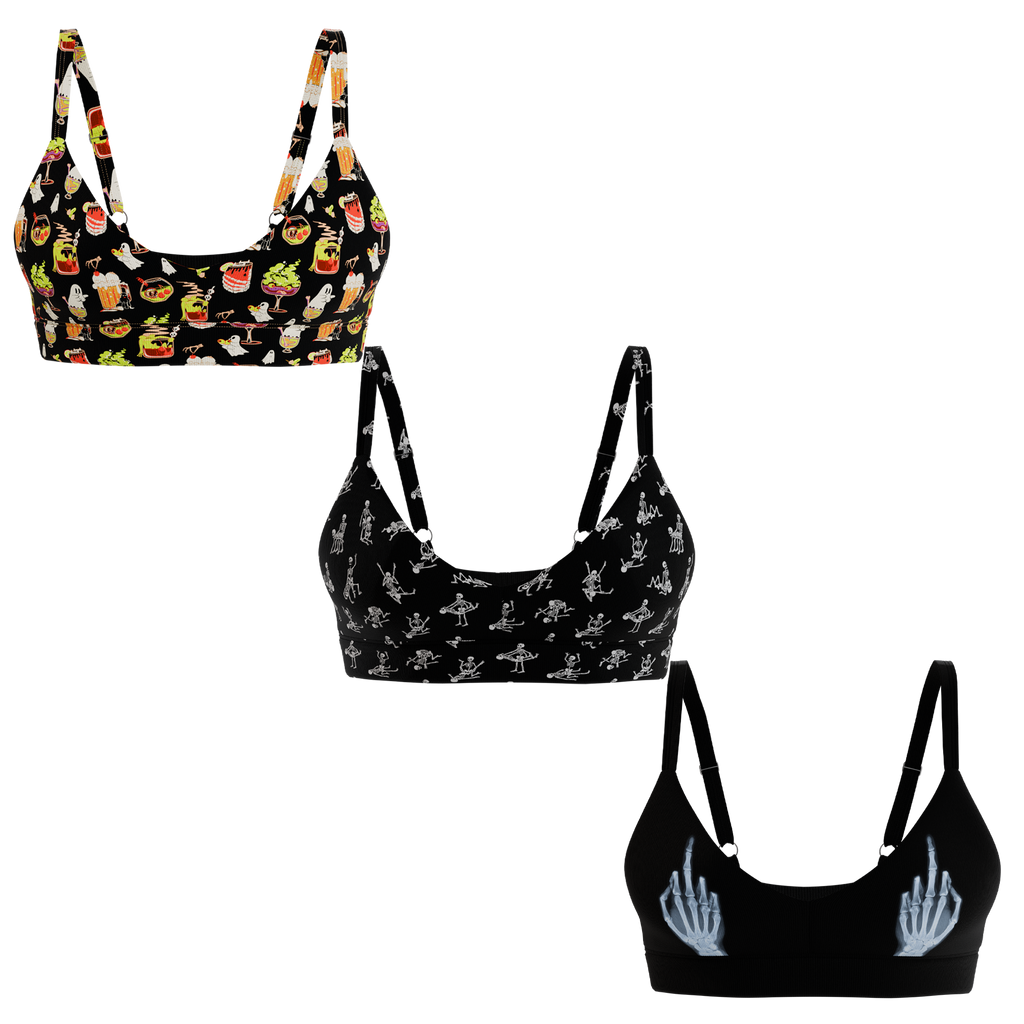 The Haunted Trio | Boob Hammock™ Plunge Bralette 3 Pack - Shinesty