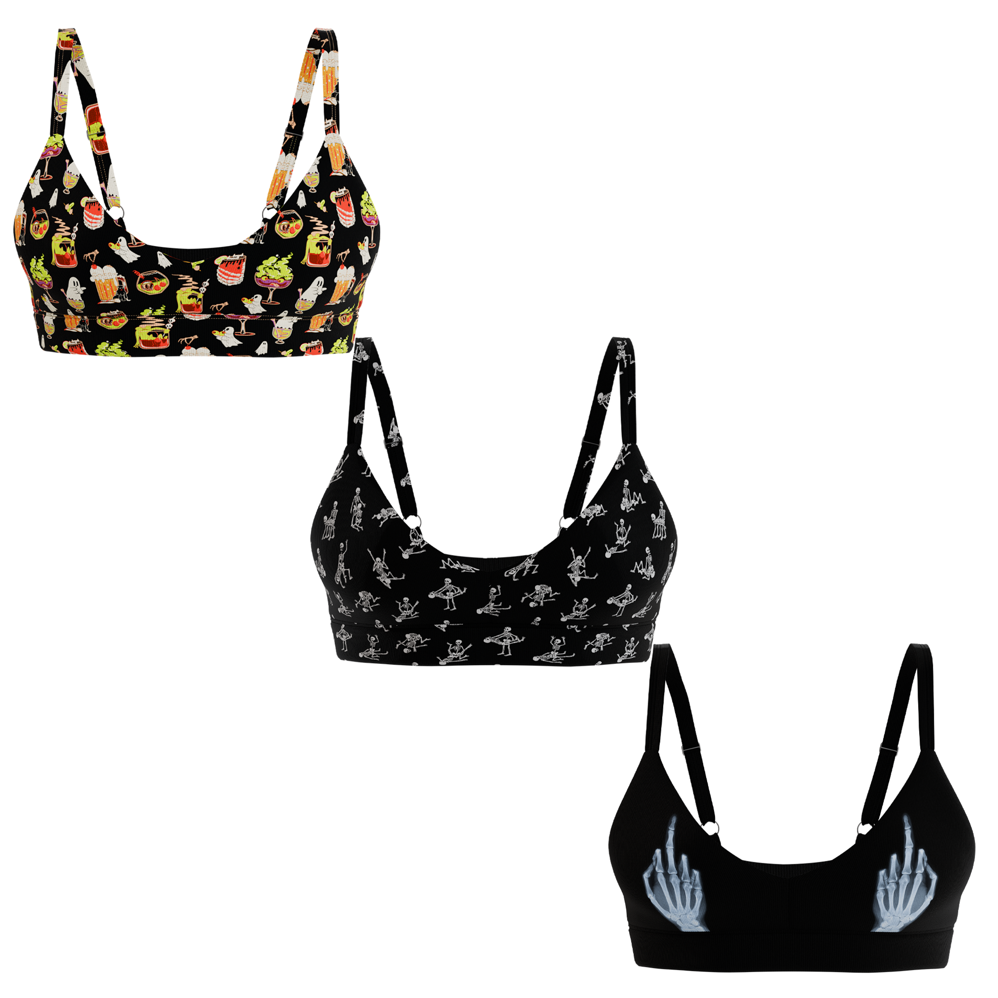 The Haunted Trio | Boob Hammock™ Plunge Bralette 3 Pack - Shinesty
