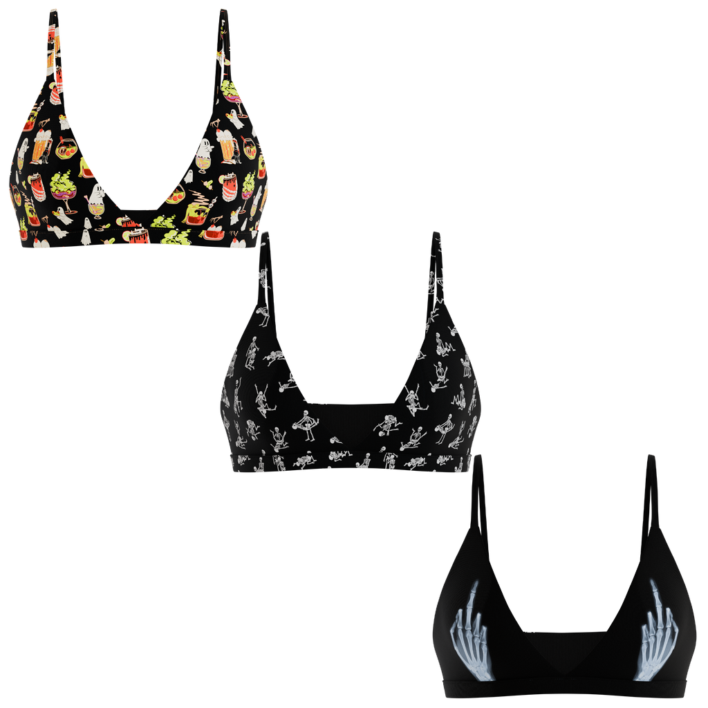 The Haunted Trio | Boob Hammock™ Triangle Bralette 3 Pack - Shinesty