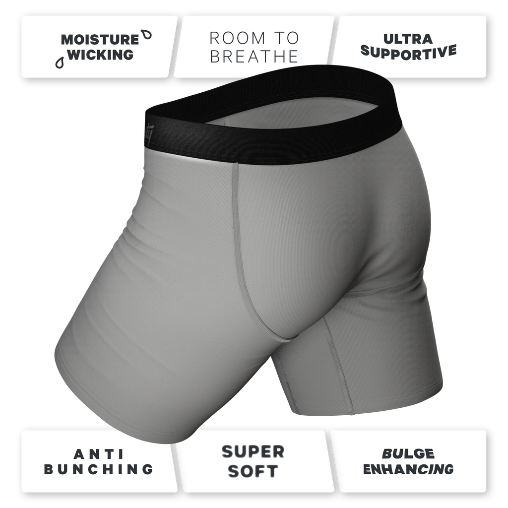 The 50 Shades | Long Leg Grey Ball Hammock® Pouch Underwear With Fly 3 Pack - Shinesty