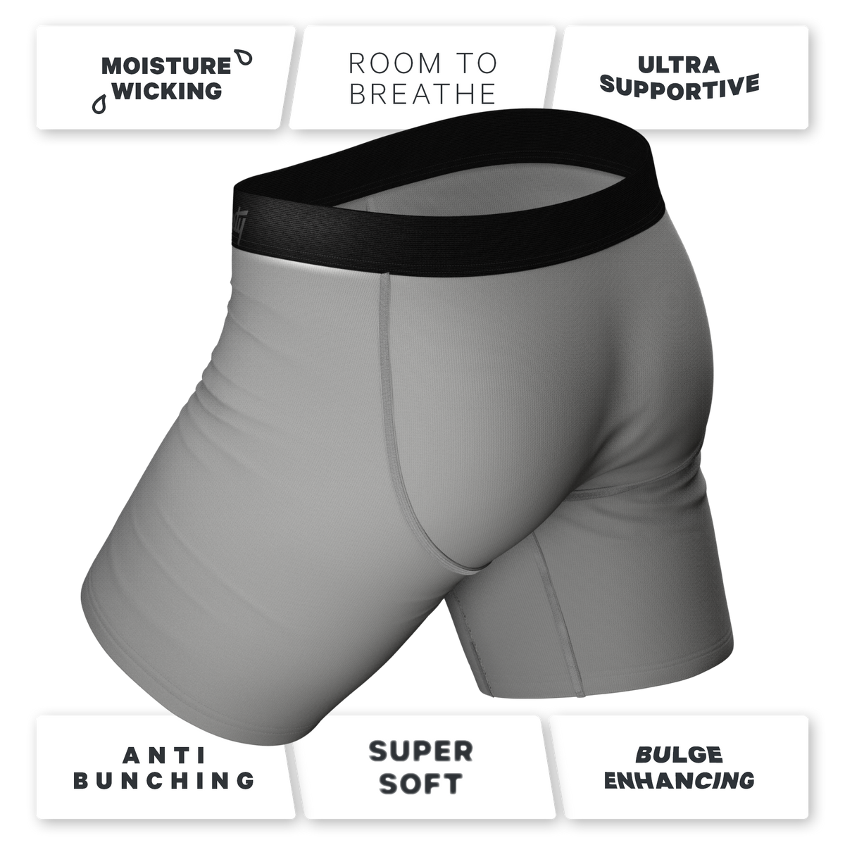 The 50 Shades | Long Leg Grey Ball Hammock® Pouch Underwear With Fly 5 Pack - Shinesty