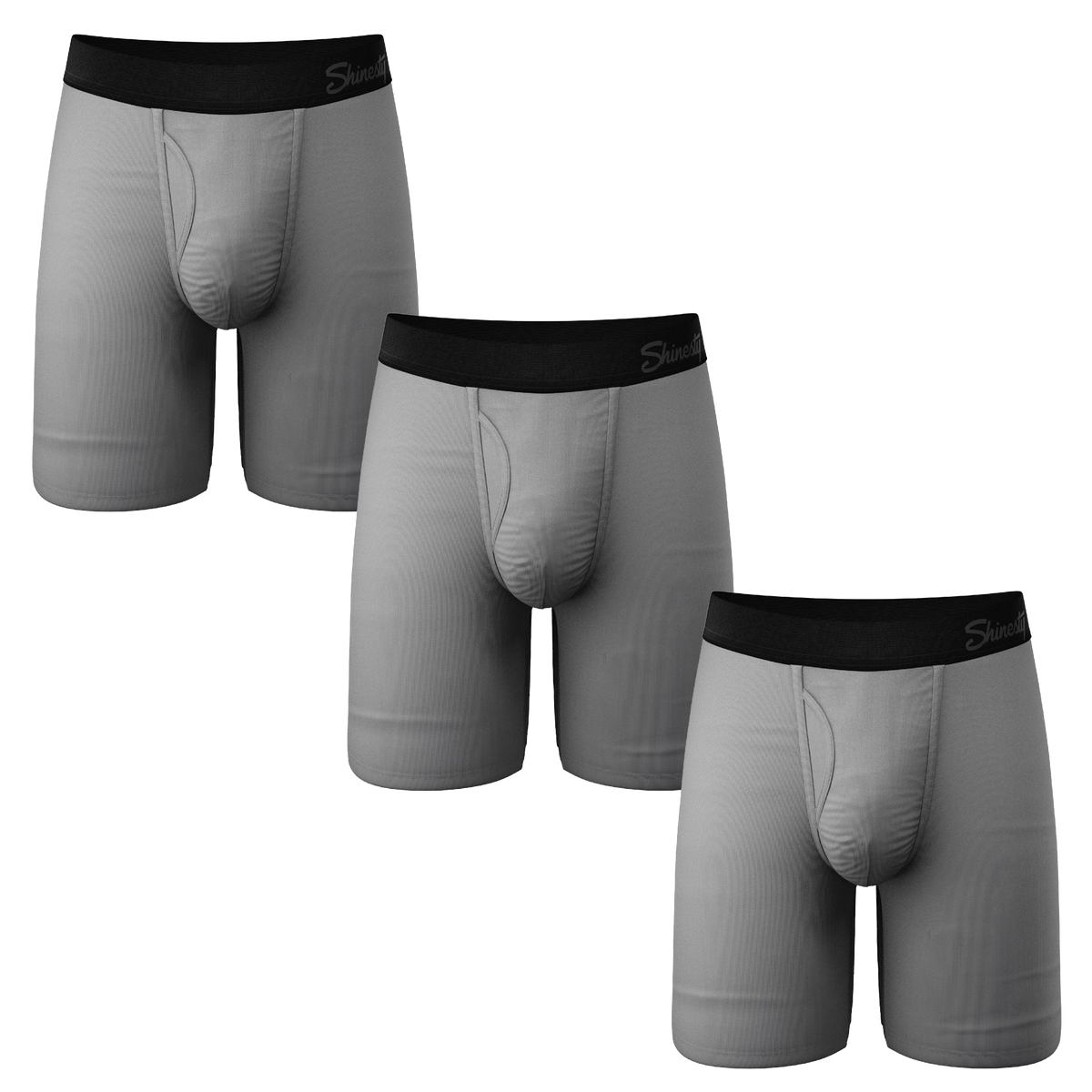The 50 Shades | Long Leg Grey Ball Hammock® Pouch Underwear With Fly 3 Pack - Shinesty