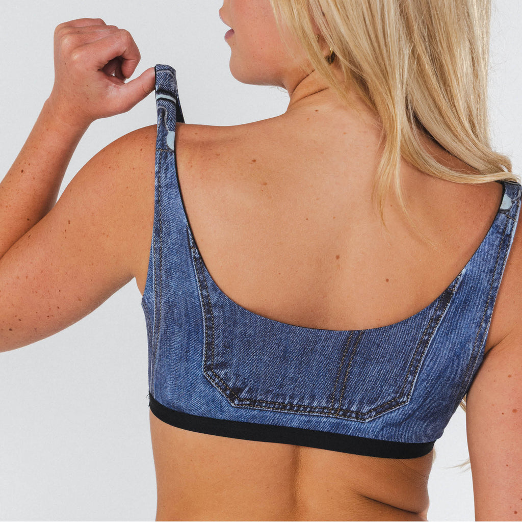 The Britney | Denim Printed Boob Hammock™ Reversible Bralette - Shinesty