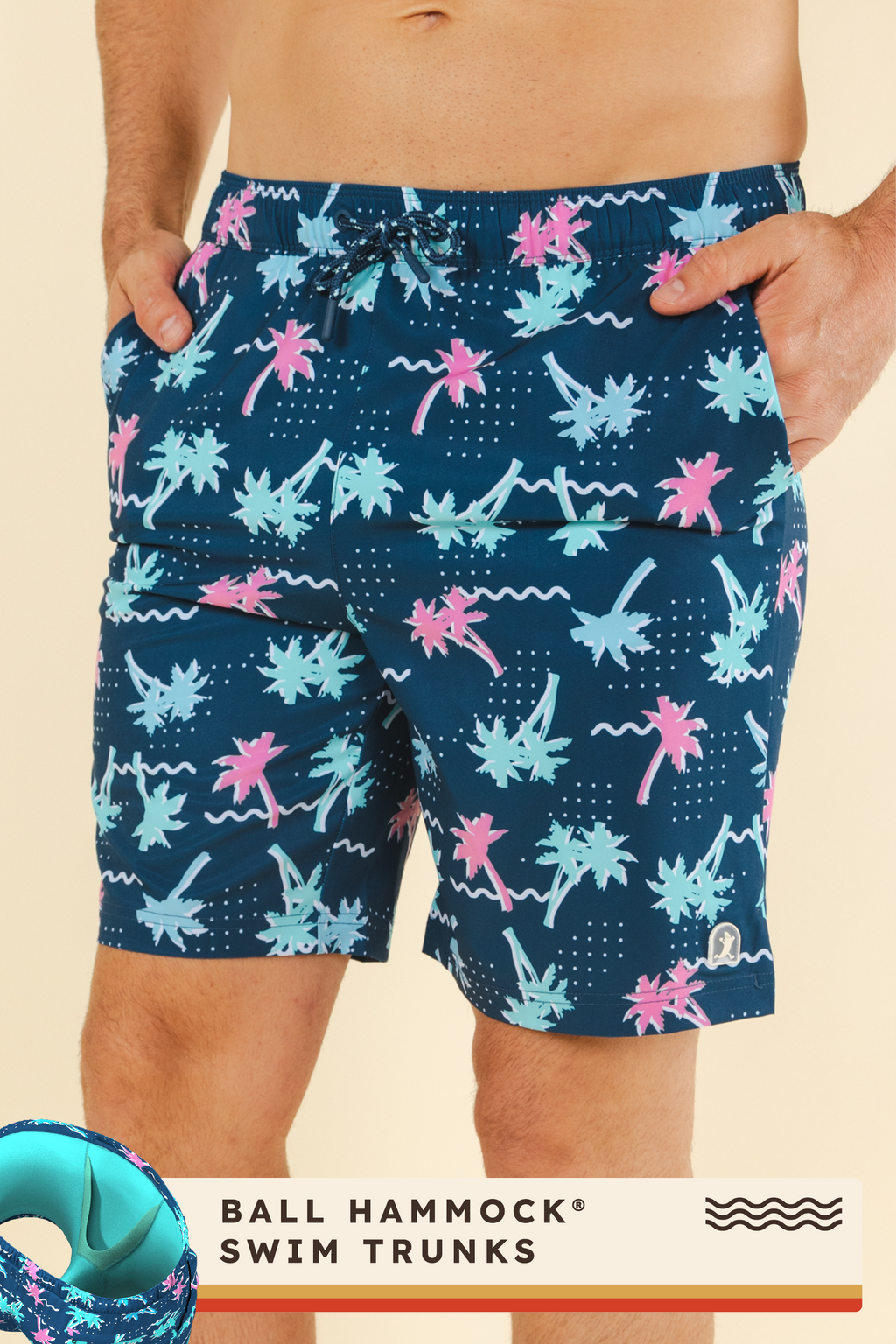 The Shorebreak | Navy Tropical Ball Hammock® Pouch 8" Swim Trunks - Shinesty