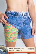 The Boogie Board Lord | Denim Tropical Ball Hammock® Pouch 8" Swim Trunks - Shinesty