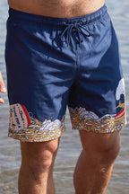 The Tidal Lager | Beer Surfer Ball Hammock® Pouch 8" Swim Trunks - Shinesty