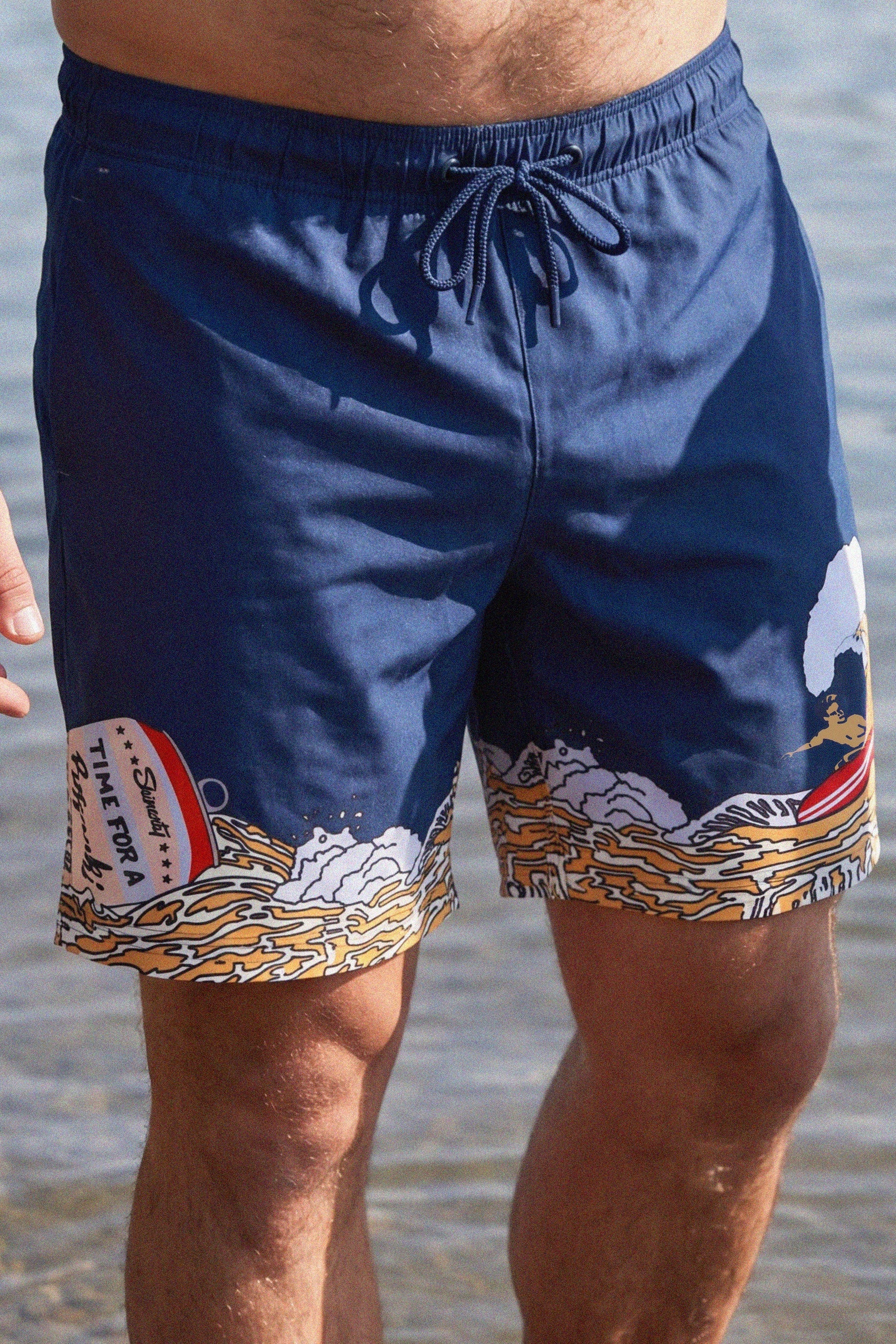 The Tidal Lager | Beer Surfer Ball Hammock® Pouch 8" Swim Trunks - Shinesty