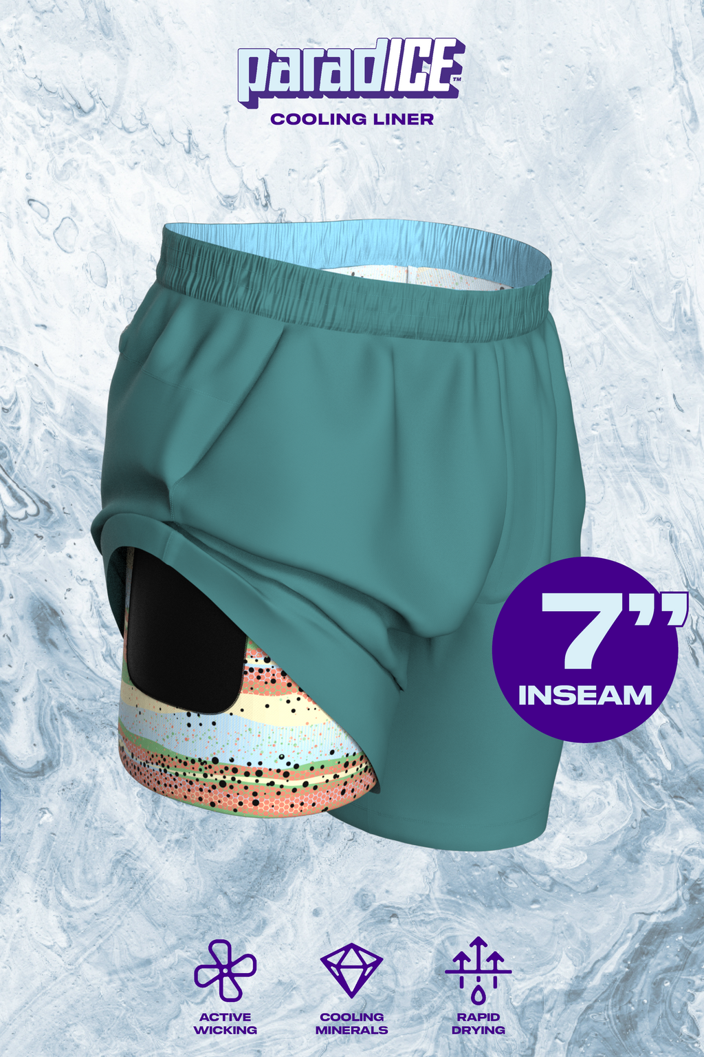 The Ace Angler | Teal and Bass Ball Hammock® 7 Inch Athletic Shorts - Shinesty