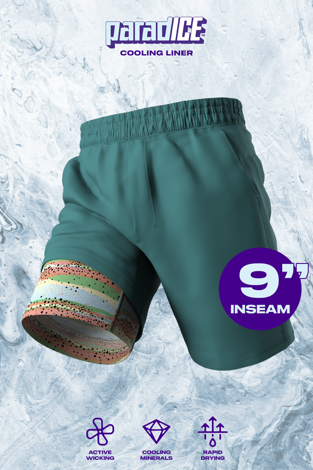 The Ace Angler | Teal and Bass Ball Hammock® 9 Inch Athletic Shorts - Shinesty