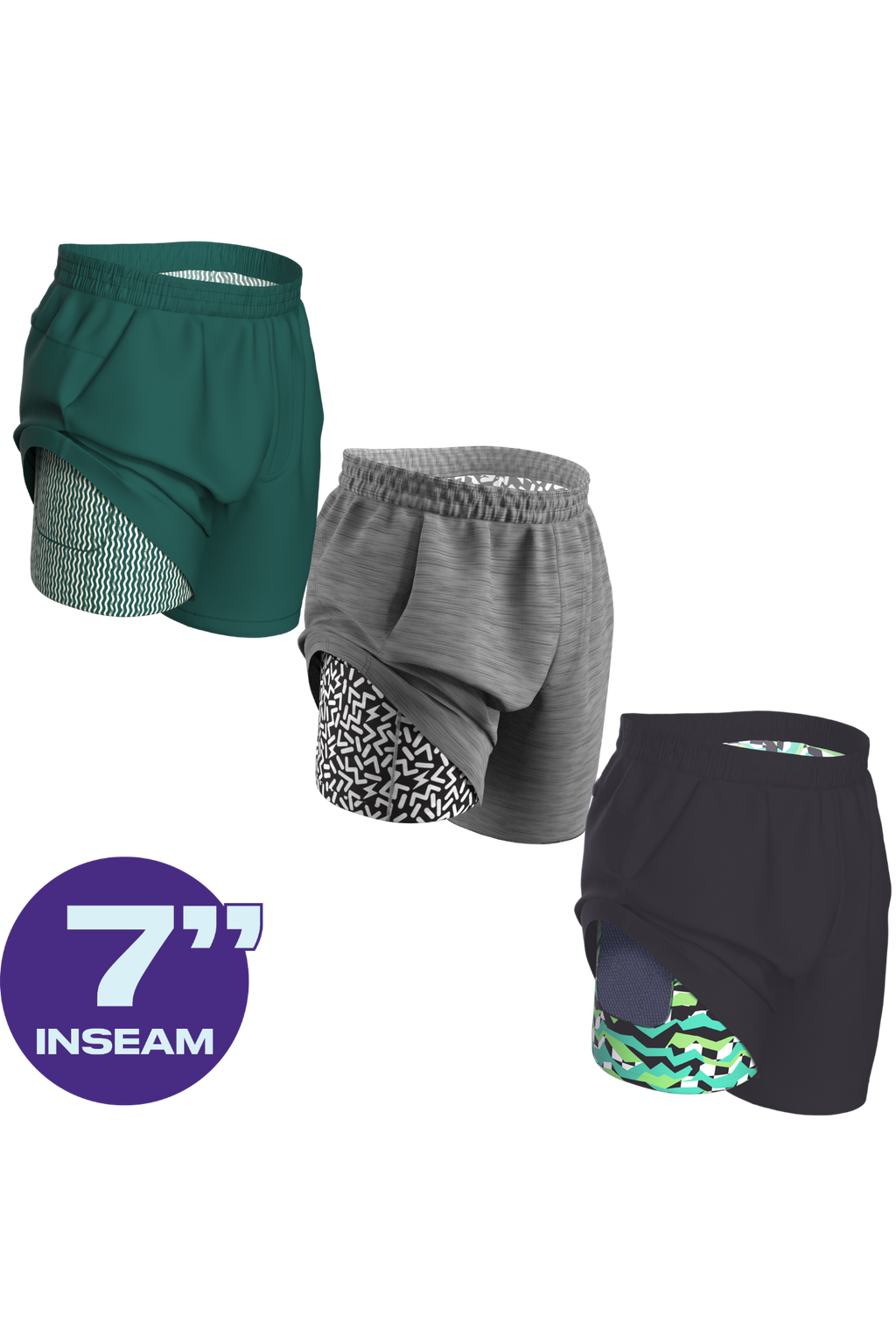 The Actives | Ball Hammock® 7 Inch Athletic Shorts 3 Pack - Shinesty