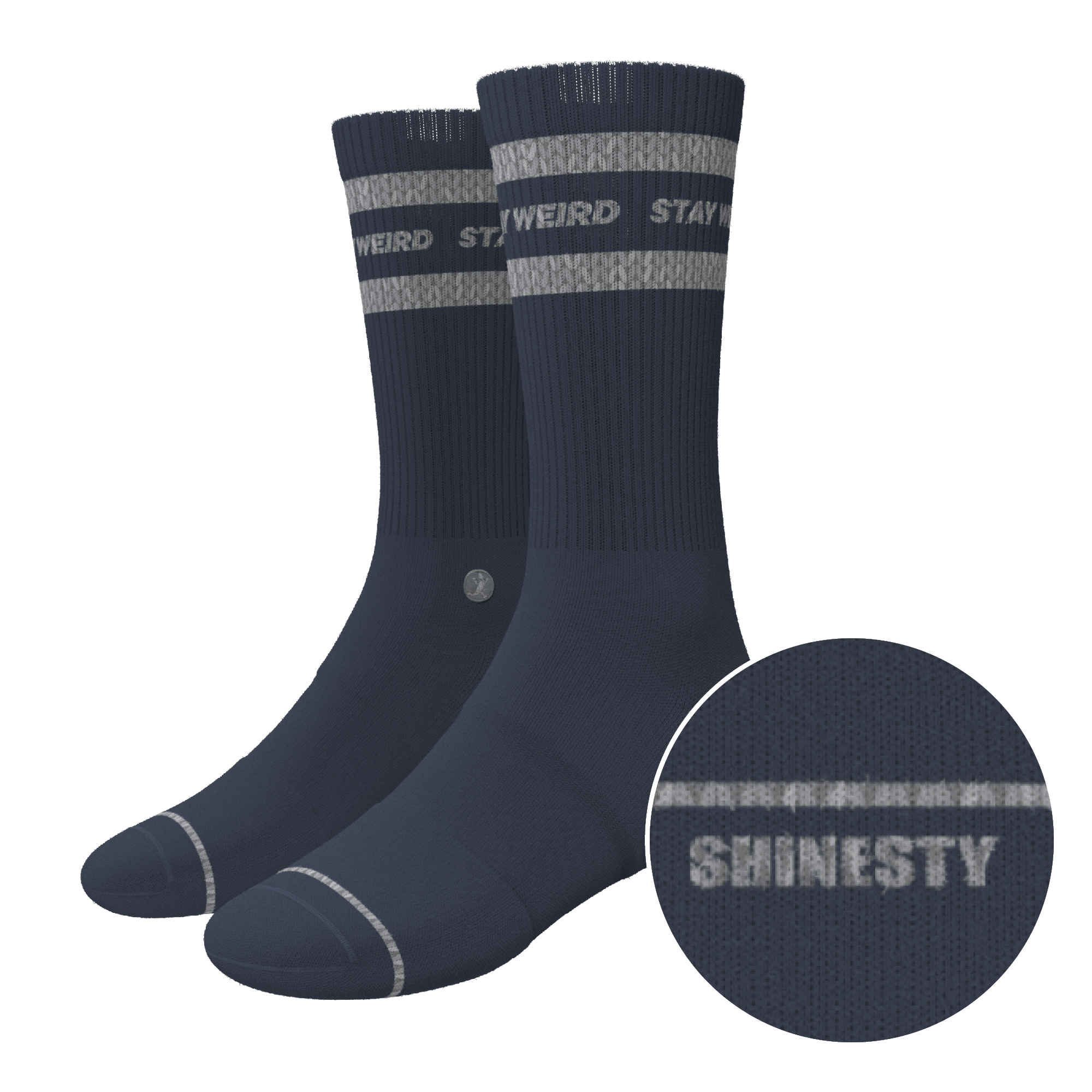 The Arctic | Navy and Grey Heel Hammock™ Crew Socks - Shinesty