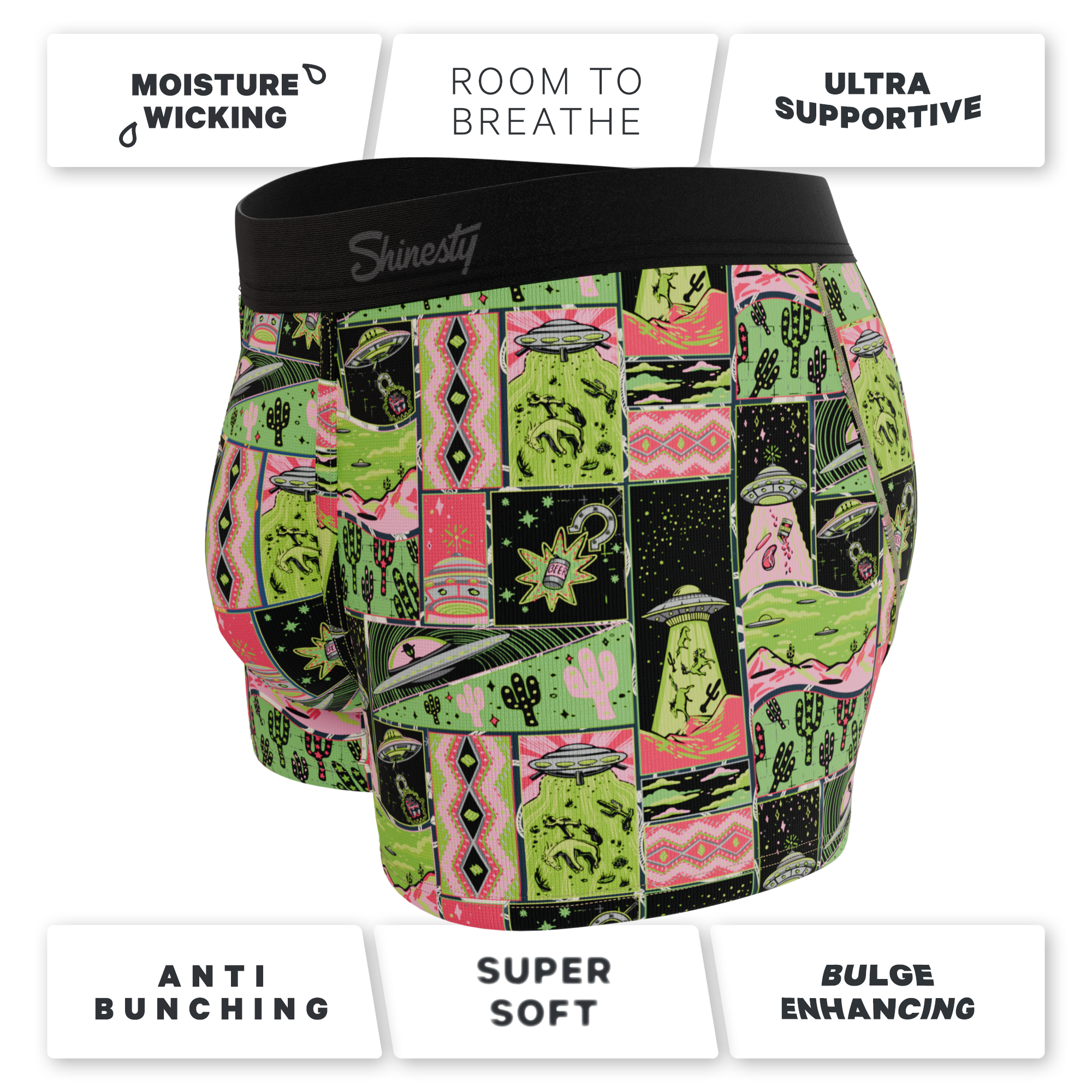 The Area 51 | Retro-Futuristic Alien Ball Hammock® Pouch Trunks Underwear - Shinesty