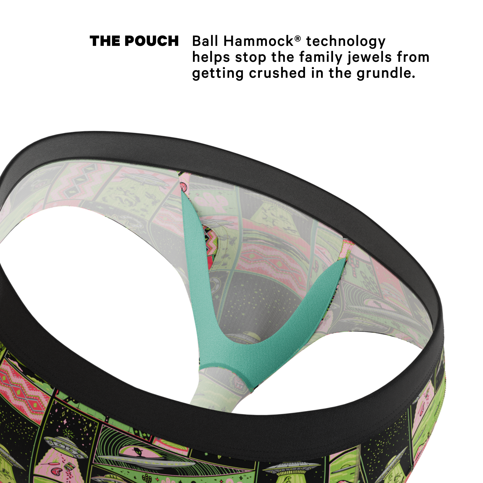 The Area 51 | Retro-Futuristic Alien Ball Hammock® Pouch Underwear Briefs - Shinesty