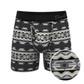 The Arroyo Grande | Grey and Black Aztec Ball Hammock® Pouch Underwear With Fly - Shinesty