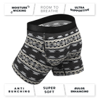 The Arroyo Grande | Grey and Black Aztec Ball Hammock® Pouch Underwear With Fly - Shinesty