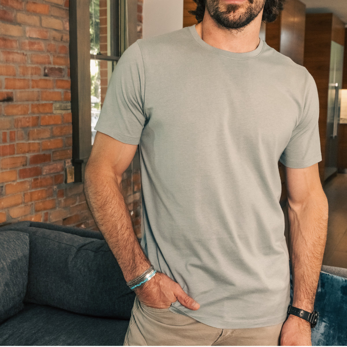 The Morning Haze | Light Slate Blue Everyman™ T Shirt - Shinesty