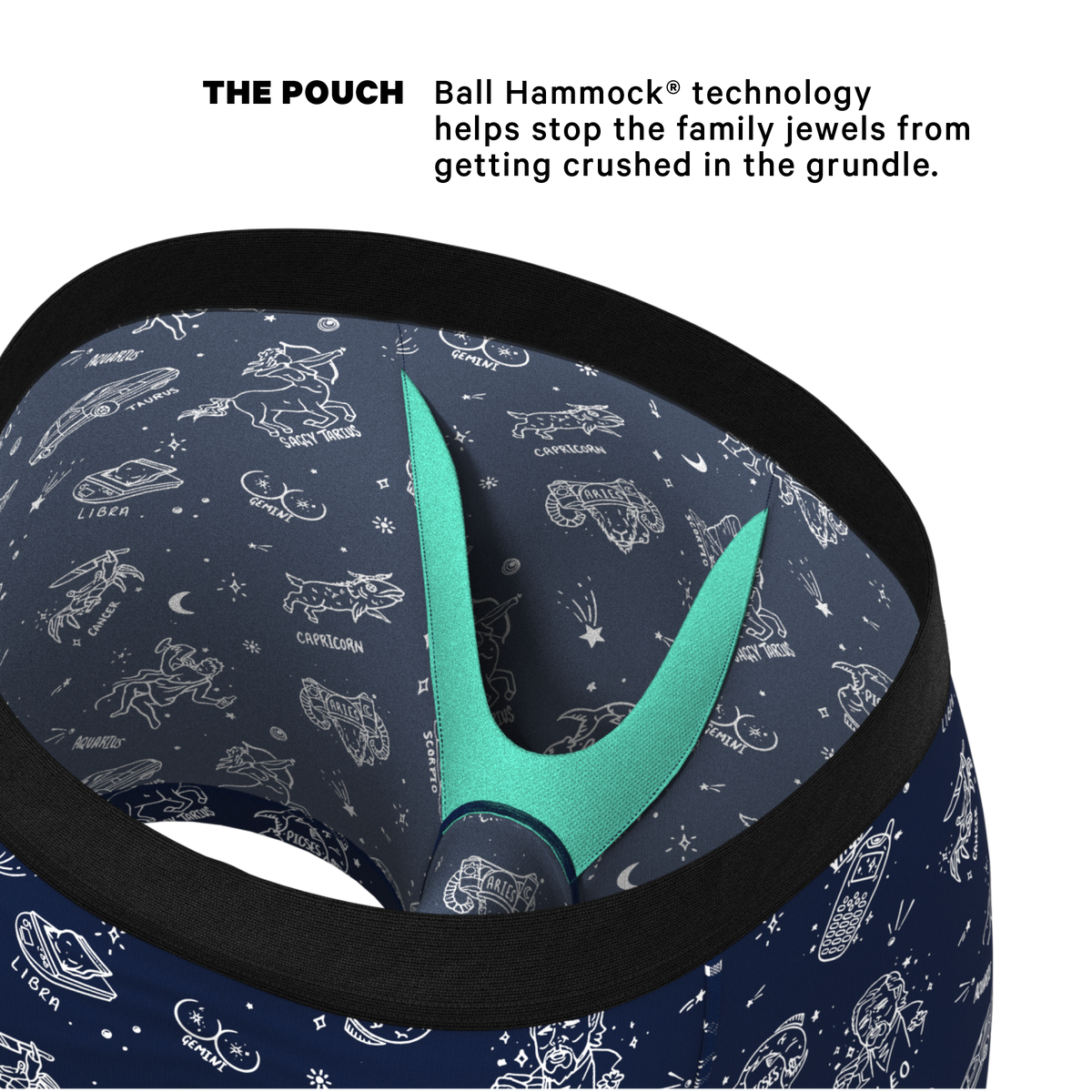 The Astrology Major | Glow in the Dark Astrological Signs Ball Hammock® Pouch Underwear - Shinesty