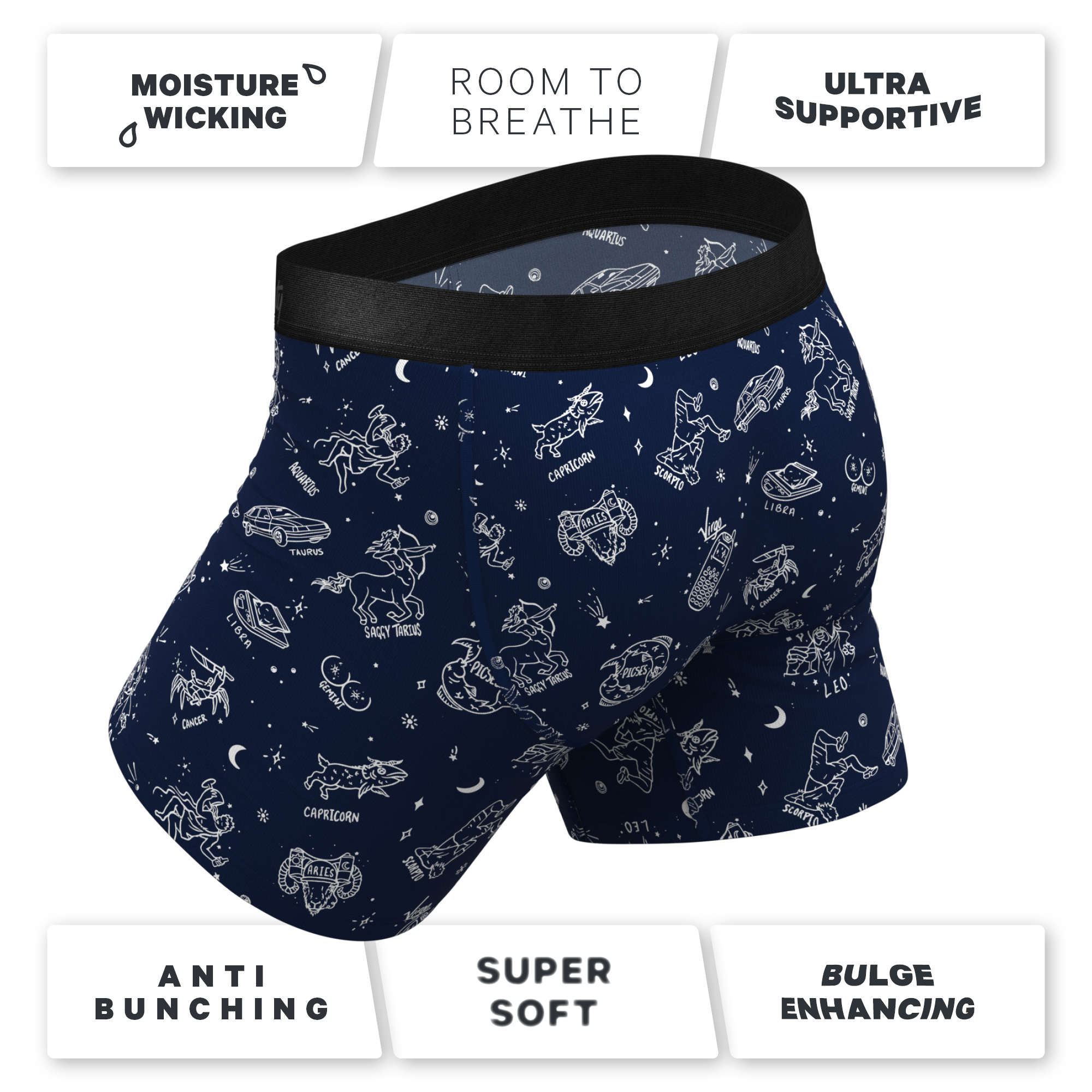The Astrology Major | Glow in the Dark Astrological Signs Ball Hammock® Pouch Underwear - Shinesty
