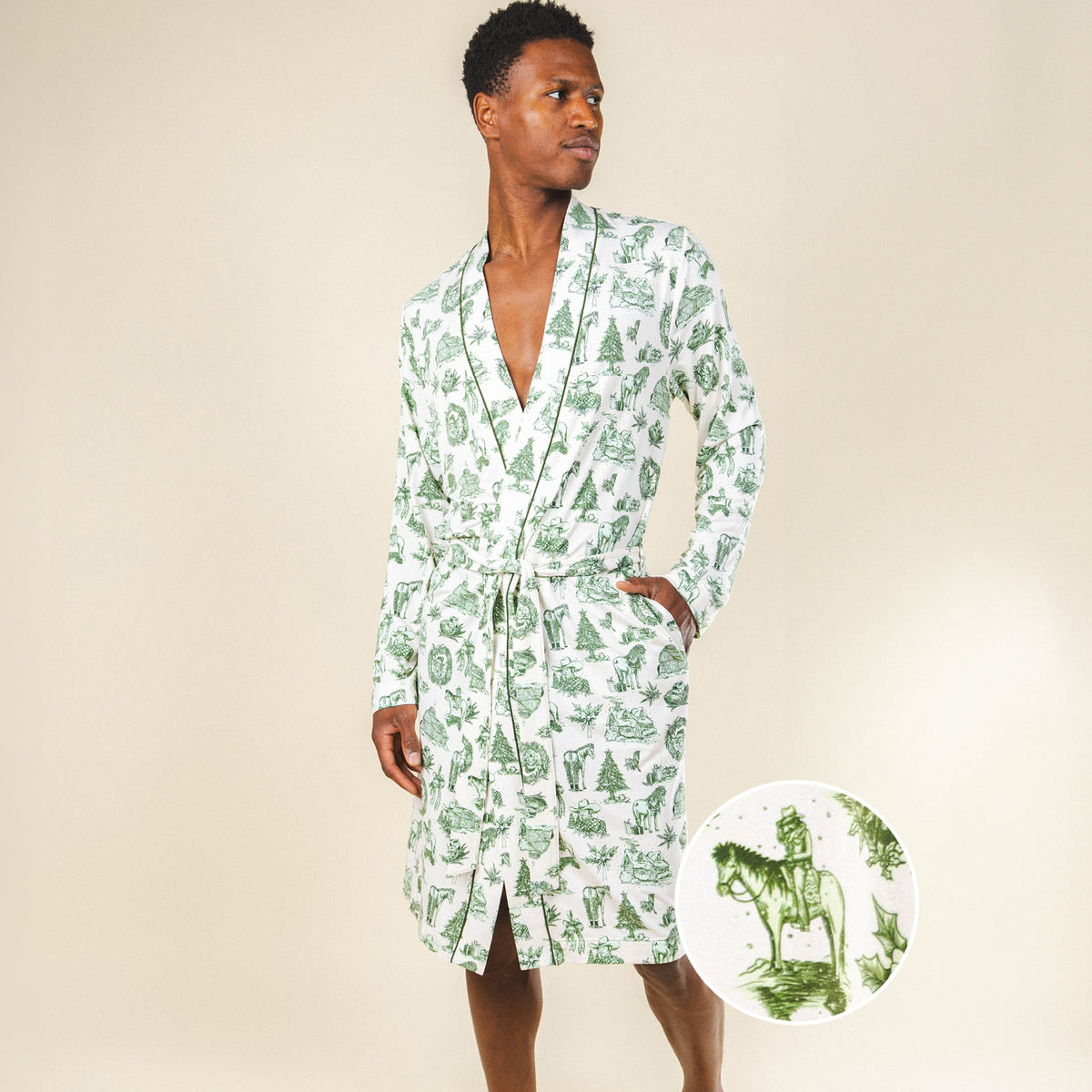 The Western Wonderland | Western Toile Long Modal Robe - Shinesty