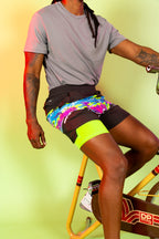 The Leg Day | Black Retro and Neon Ball Hammock® 9 Inch Athletic Shorts - Shinesty