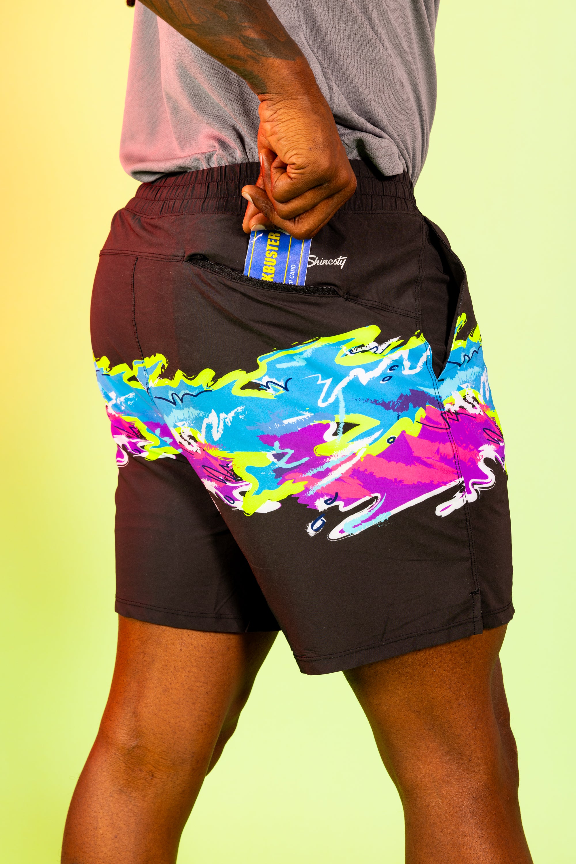 The Leg Day | Black Retro and Neon Ball Hammock® 9 Inch Athletic Shorts - Shinesty
