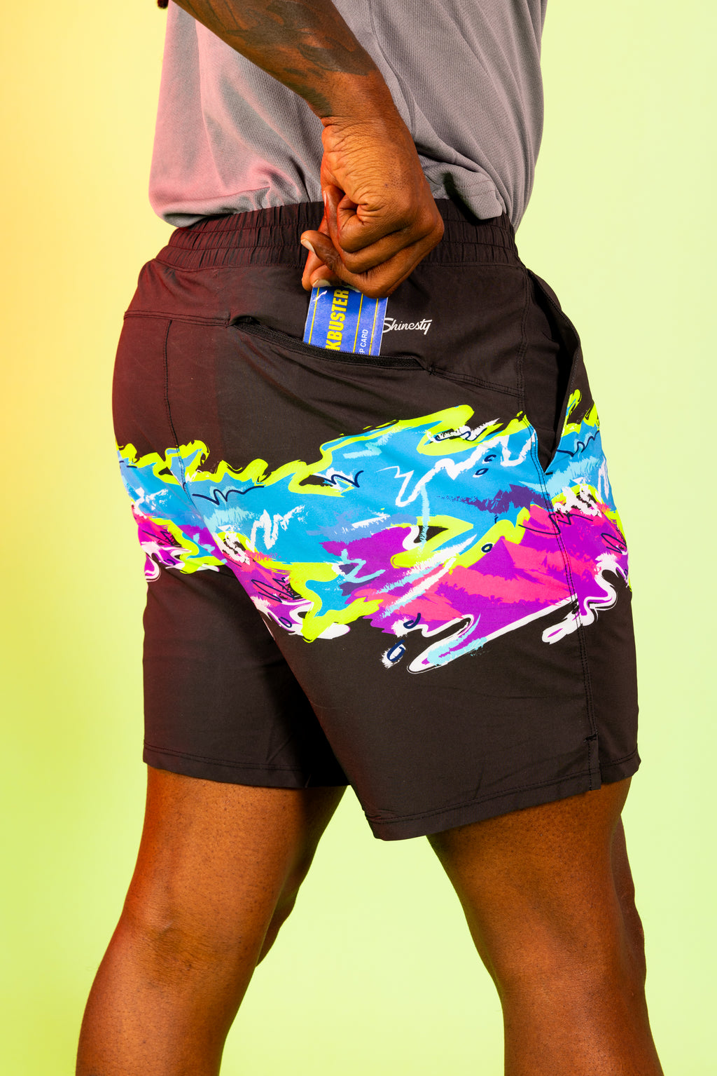 The Leg Day | Black Retro and Neon Ball Hammock® 7 Inch Athletic Shorts - Shinesty