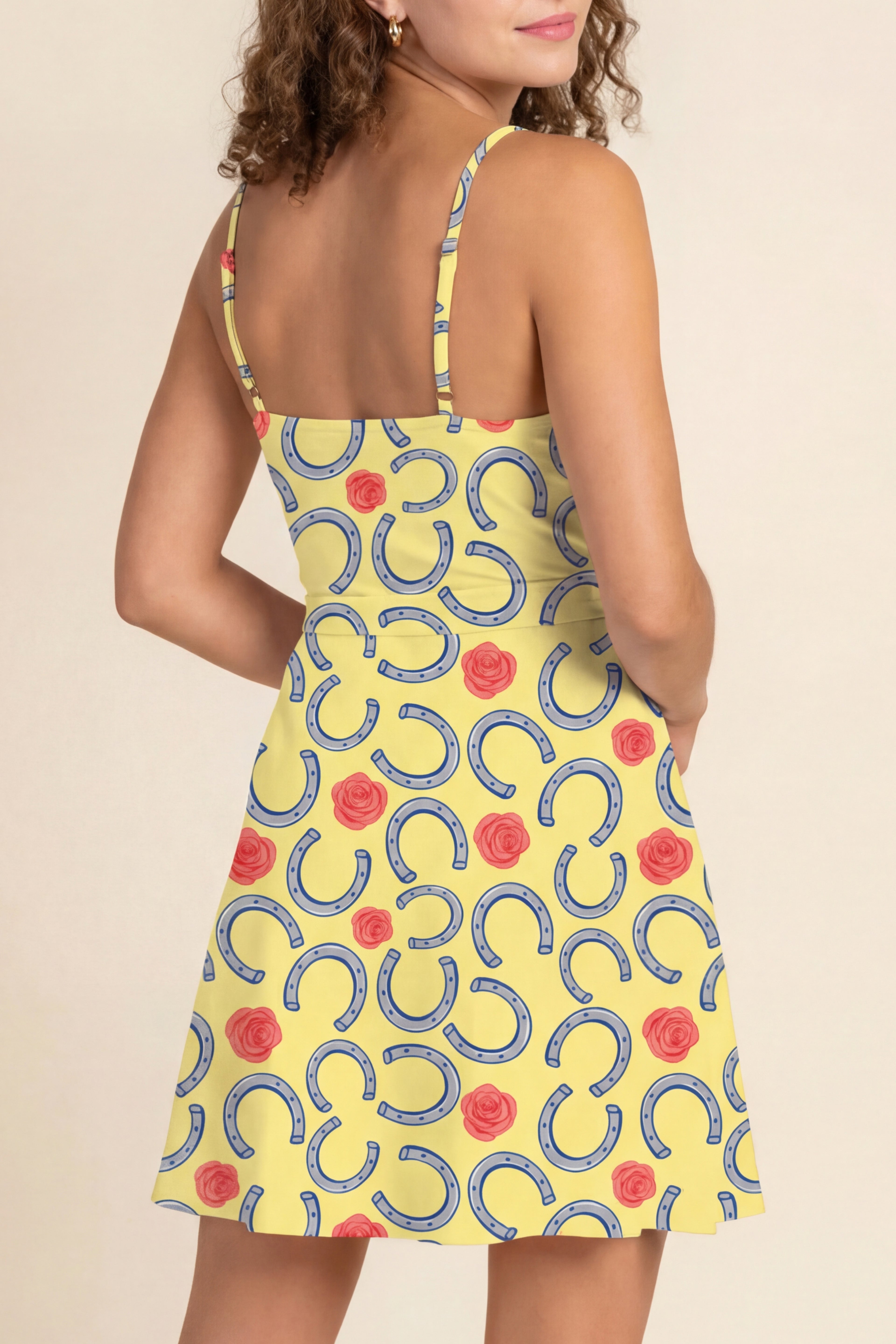 The Derby Delight | Horseshoe Strappy Dress - Shinesty