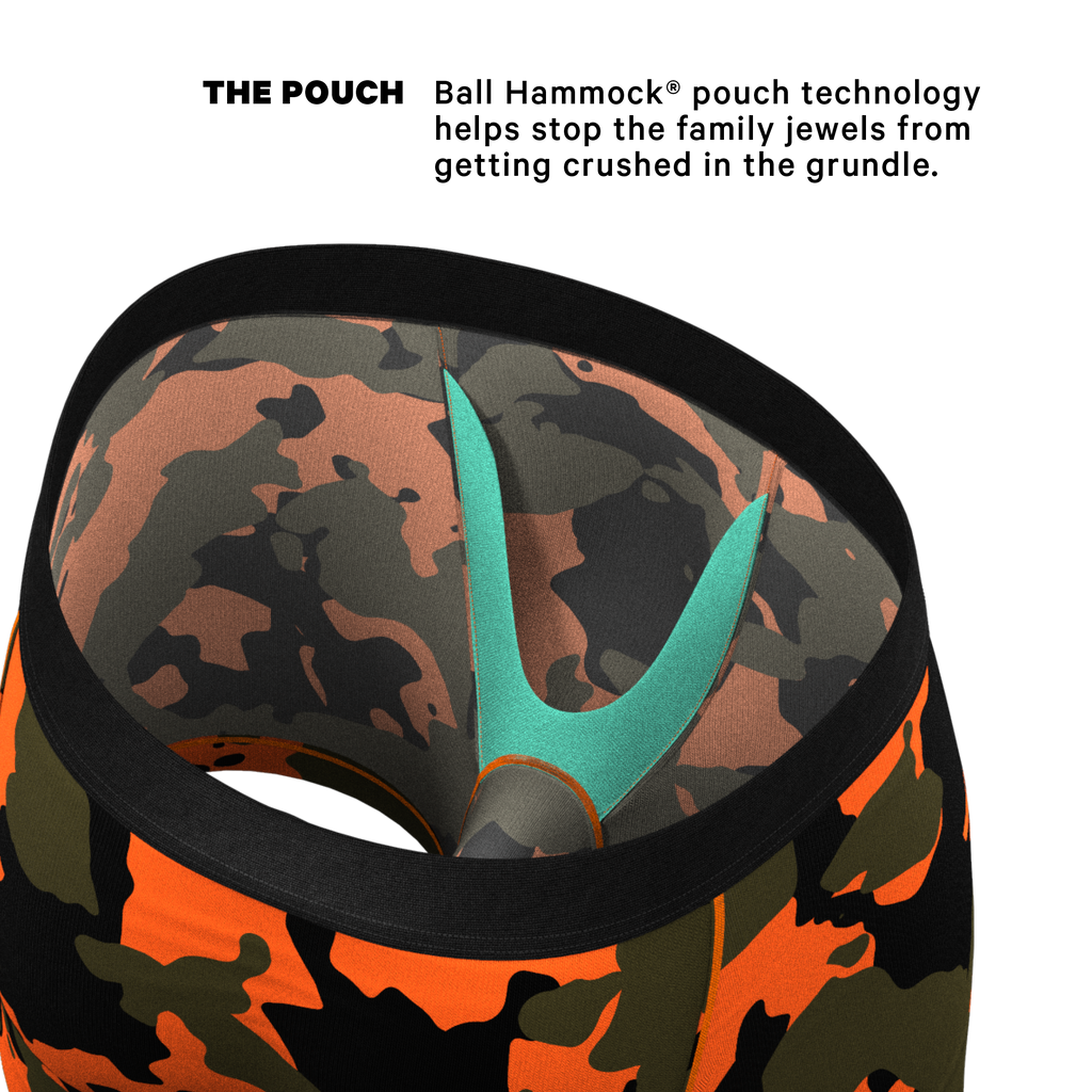The Bambi Bunchers | Orange Camo Deer Ball Hammock® Pouch Underwear - Shinesty