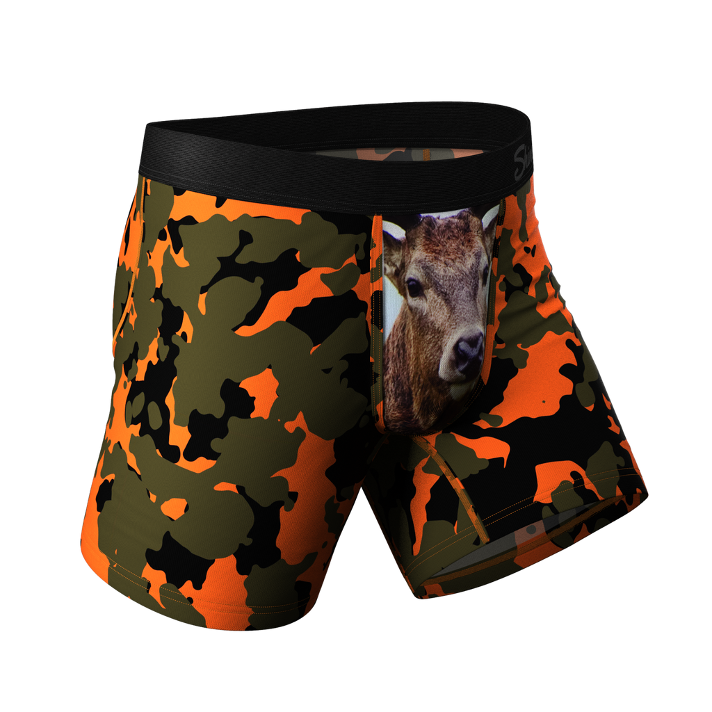The Bambi Bunchers | Orange Camo Deer Ball Hammock® Pouch Underwear - Shinesty