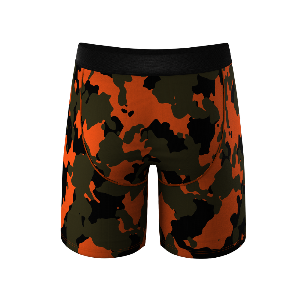 The Bambi Bunchers | Orange Camo Deer Ball Hammock® Boxer - Long Leg - Shinesty
