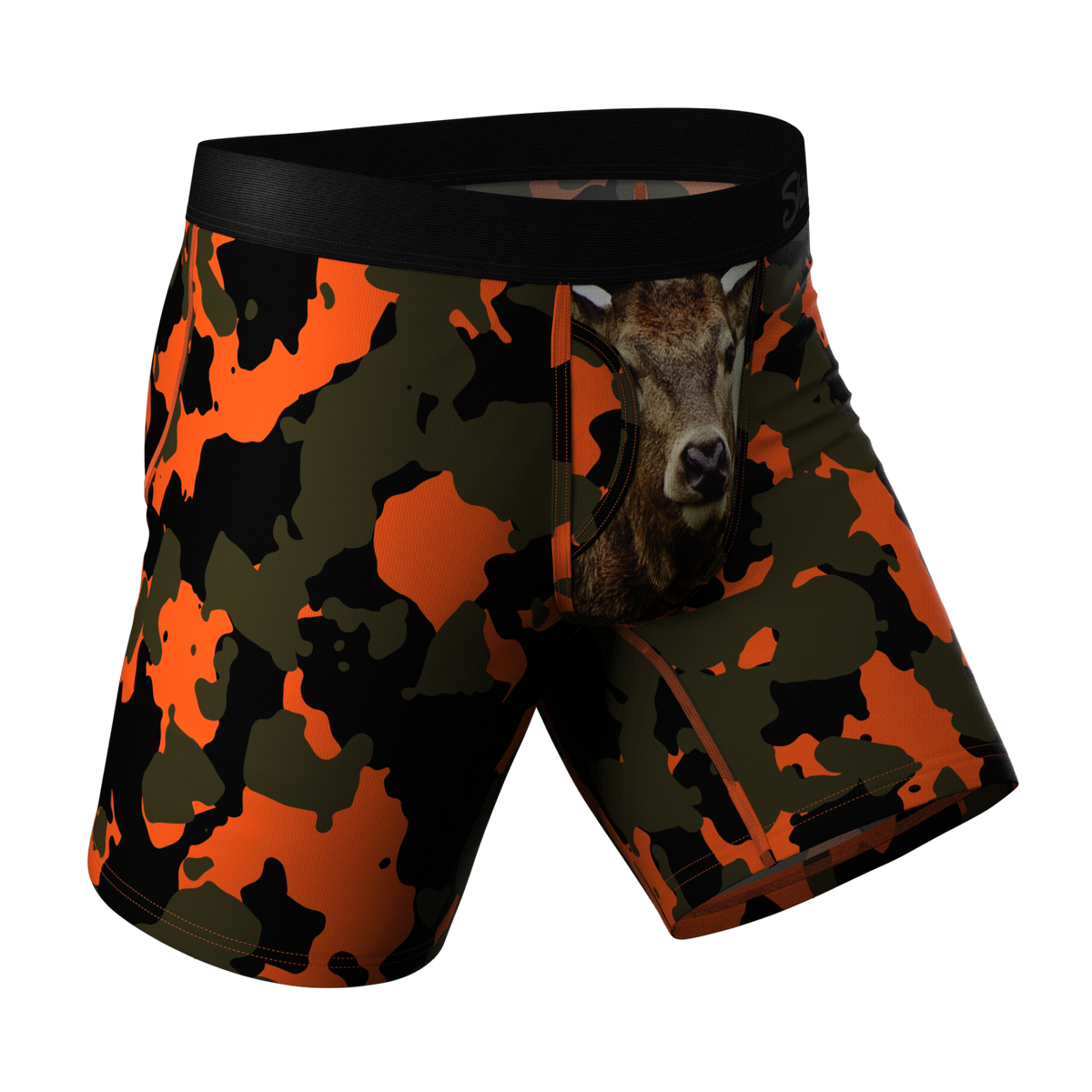 The Bambi Bunchers | Orange Camo Deer Ball Hammock® Boxer - Long Leg - Shinesty