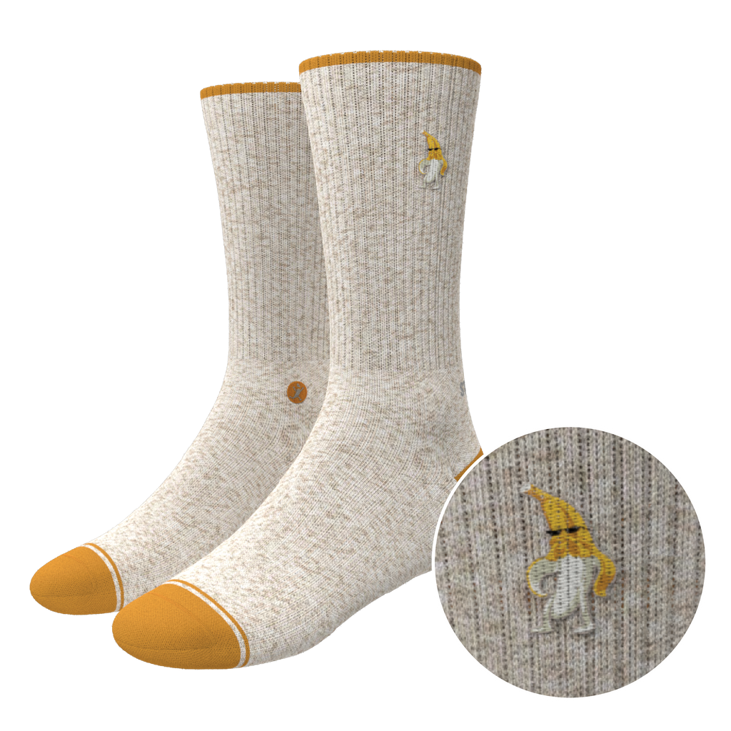 The Banana Jam | Tan and Mustard Heel Hammock™ Crew Socks - Shinesty