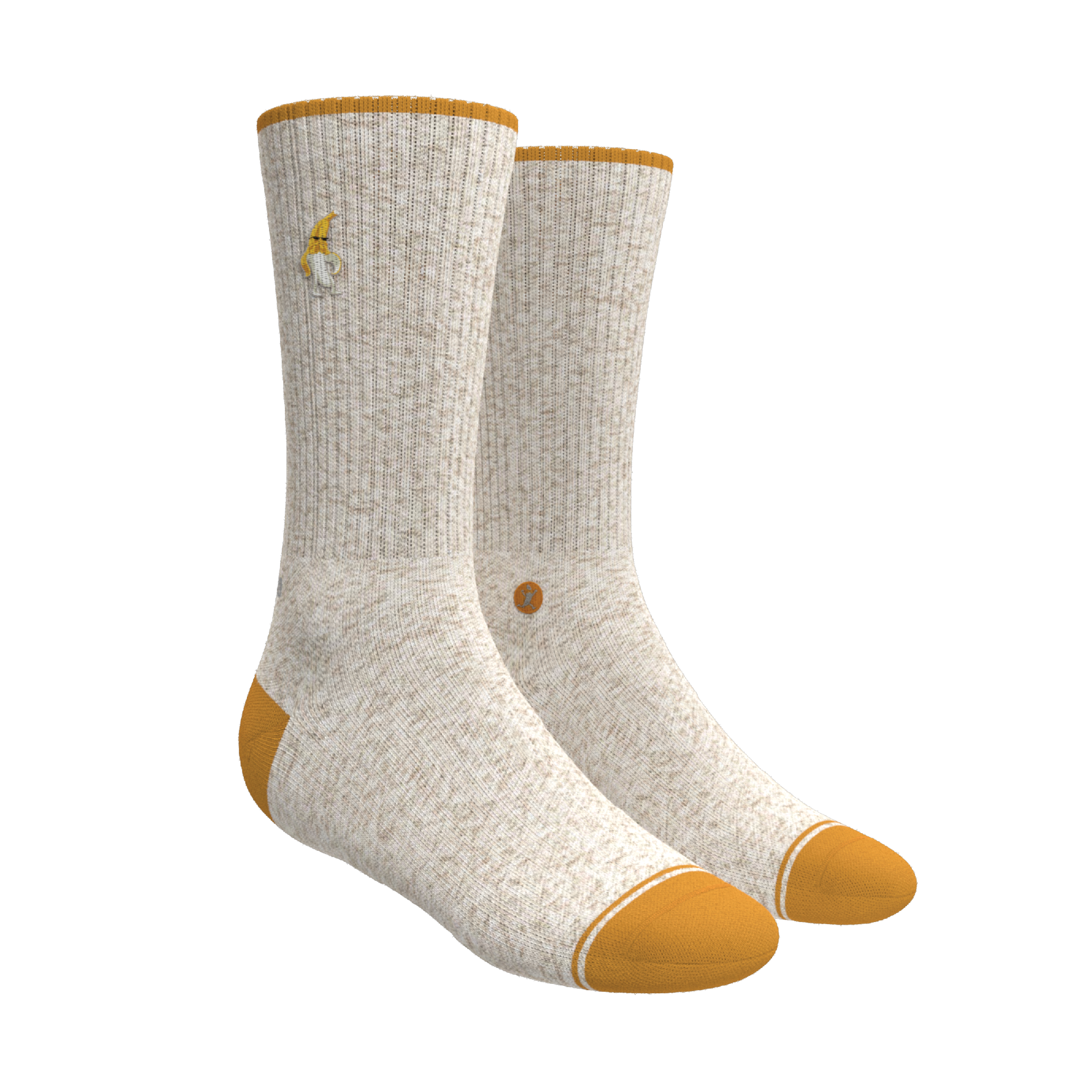 The Banana Jam | Tan and Mustard Heel Hammock™ Crew Socks - Shinesty