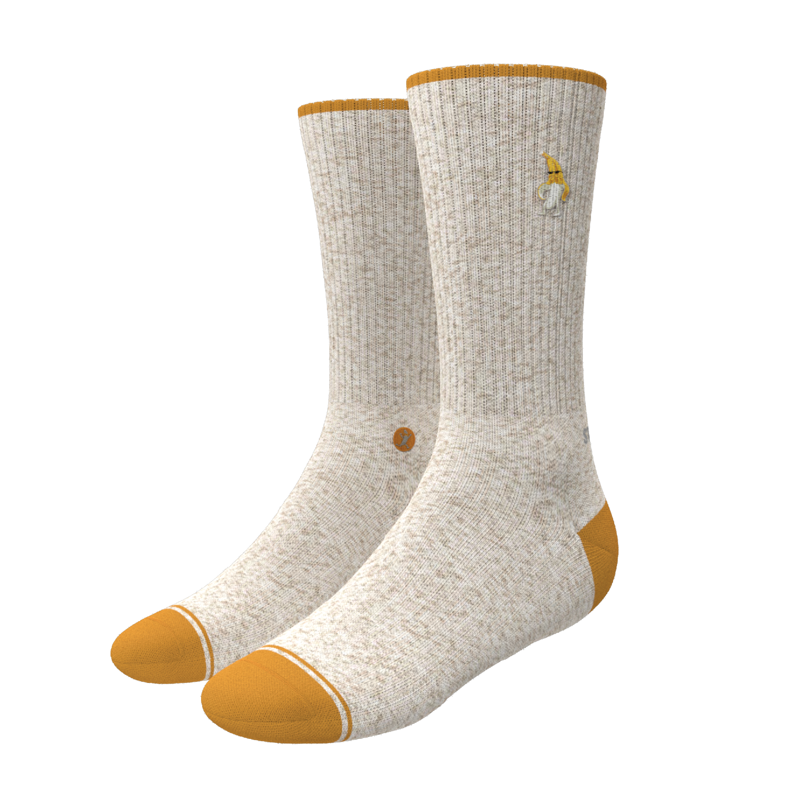 The Banana Jam | Tan and Mustard Heel Hammock™ Crew Socks - Shinesty