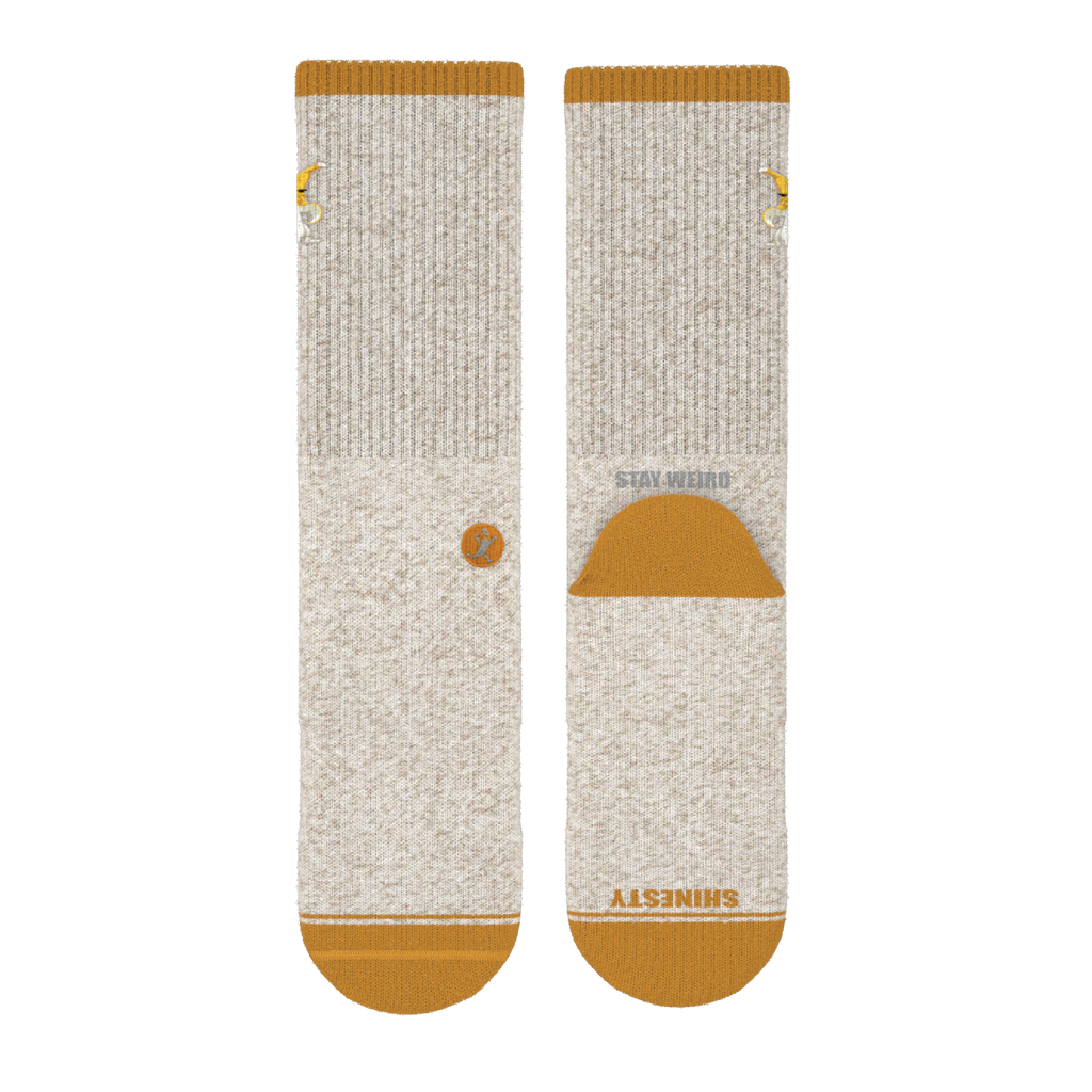 The Banana Jam | Tan and Mustard Heel Hammock™ Crew Socks - Shinesty