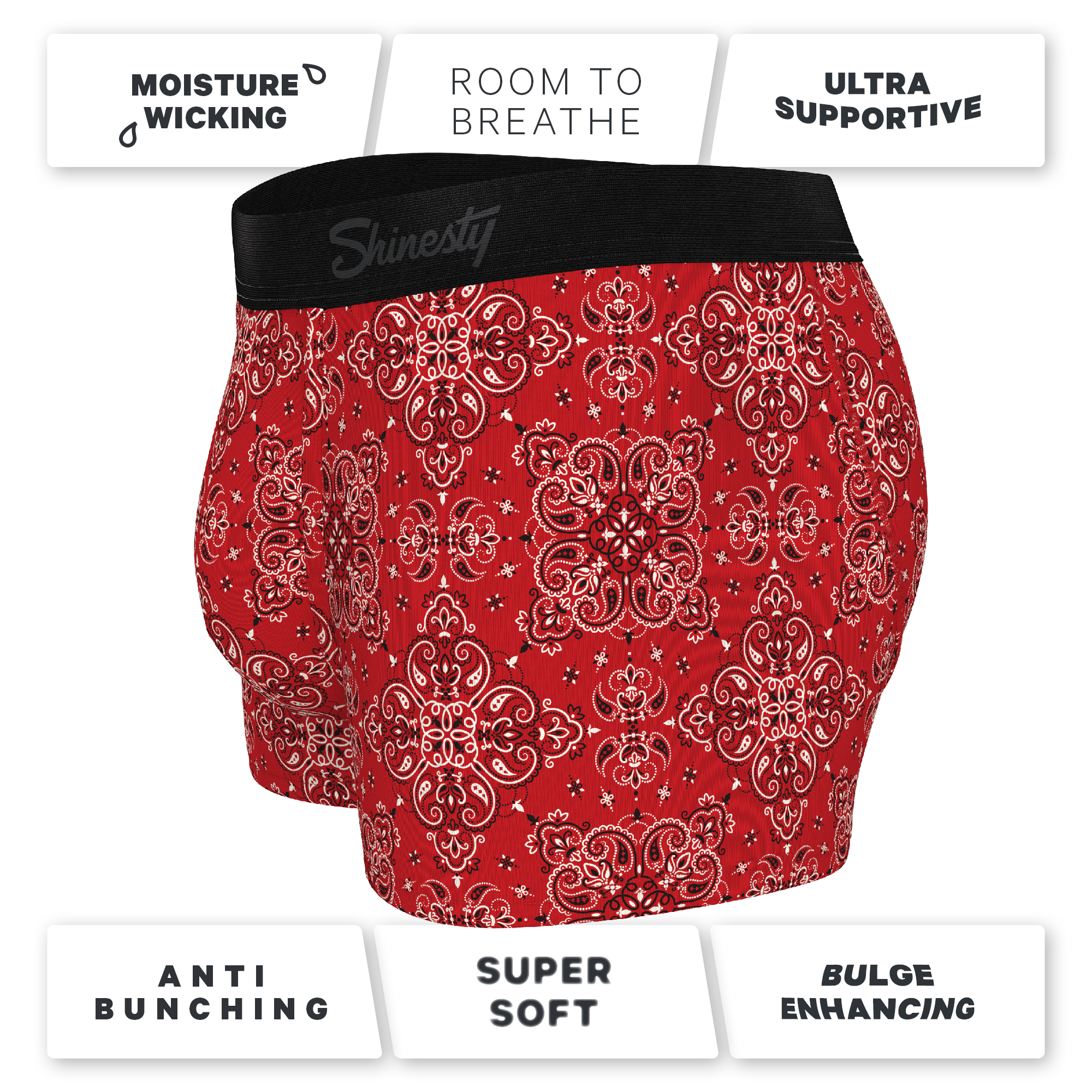 The Bandana Split | Red Bandana Ball Hammock® Pouch Trunks Underwear - Shinesty